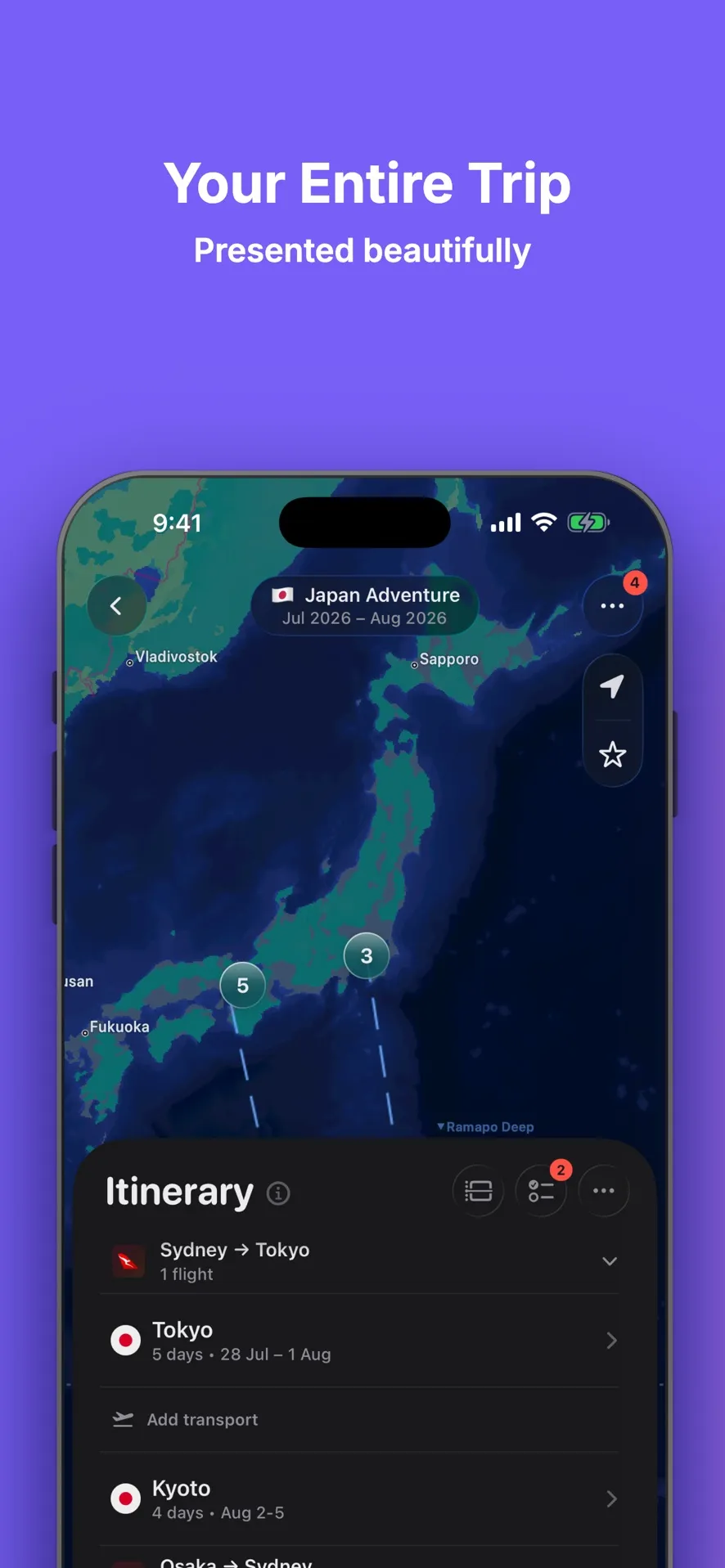 Your entire trip, presented beautifully